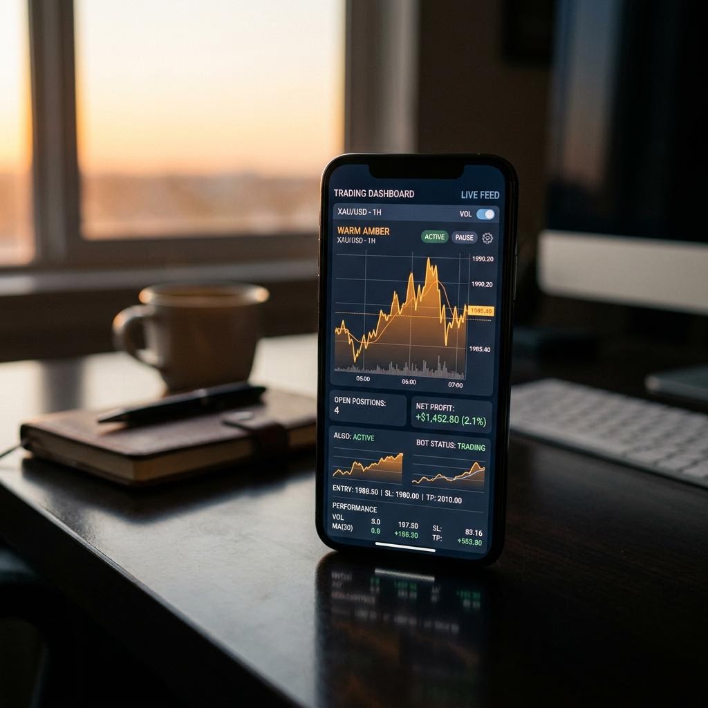 Nitido Fondorio interfaccia di trading algoritmico su smartphone